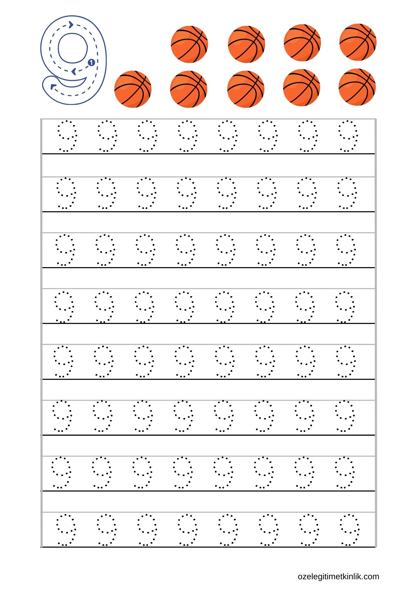 9 rakamı yazma çalışması