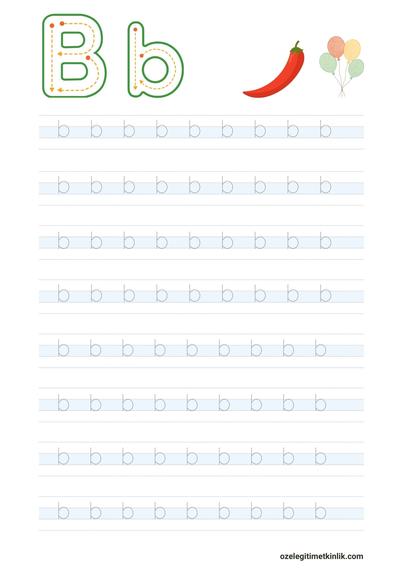 b Harfi Etkinlik Sayfası indir/pdf