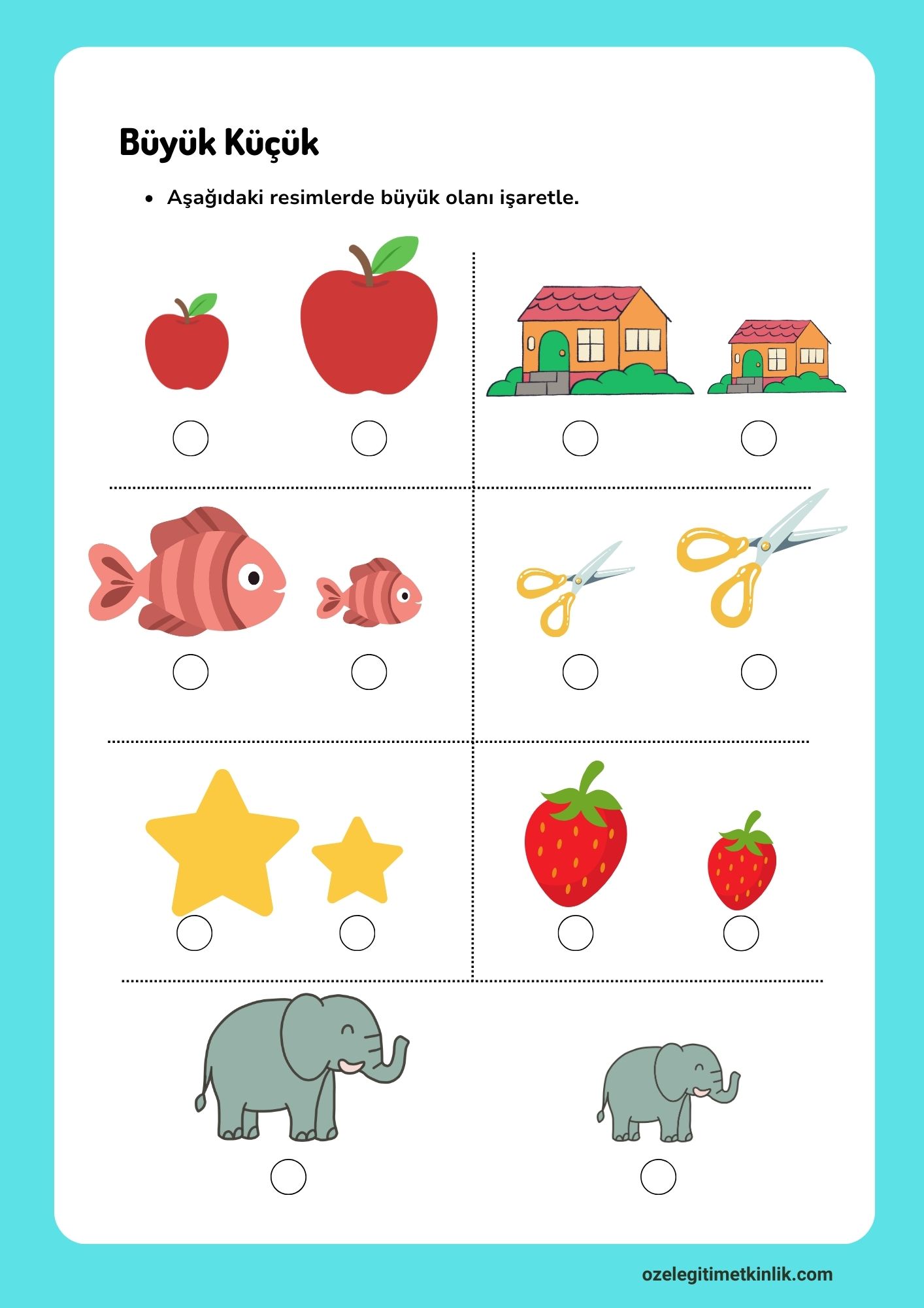 Büyük Küçük Kavramı Özel Eğitim Etkinlik