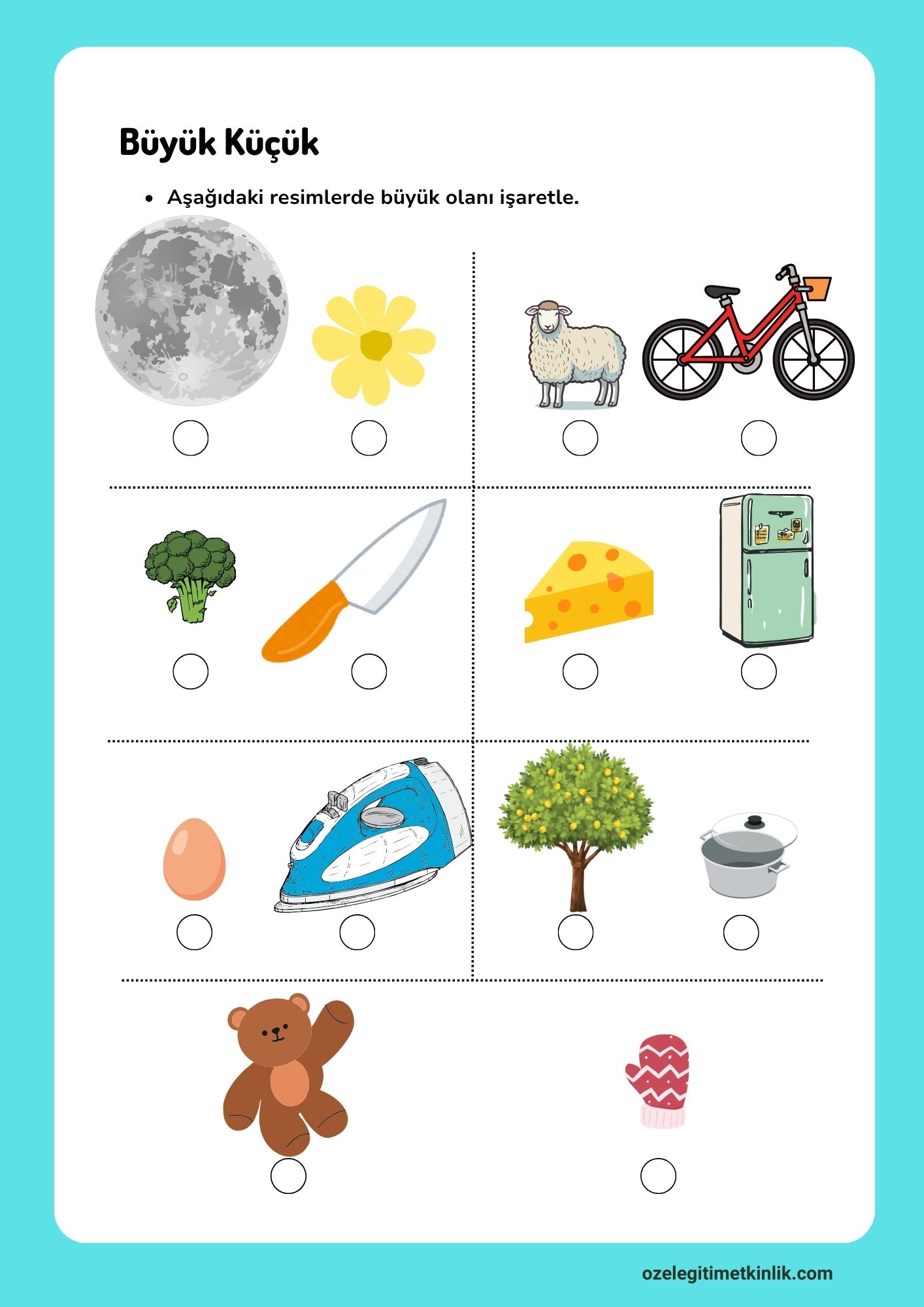 Büyük Küçük Kavramı Çalışma Kağıdı Özel Eğitim