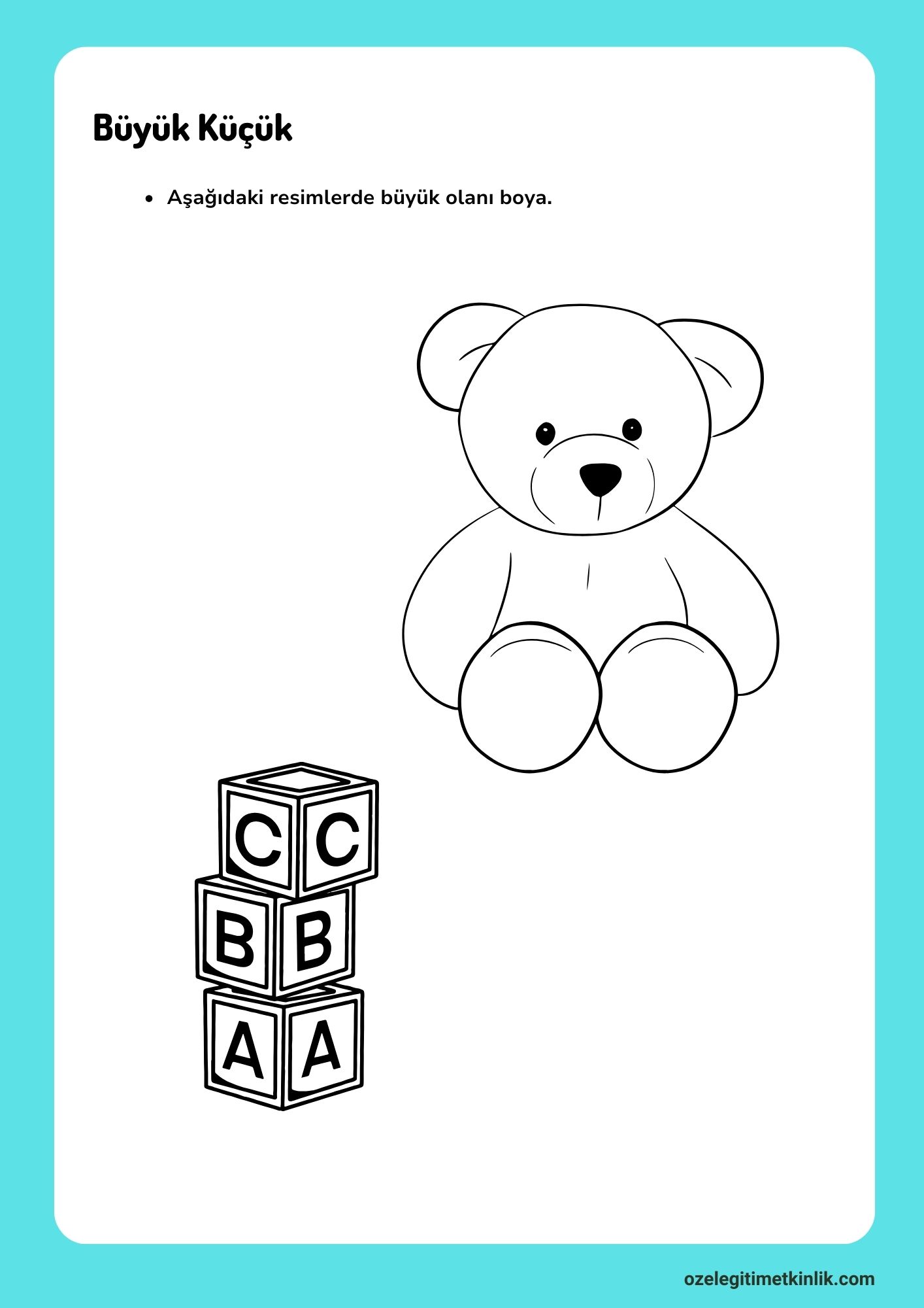 Büyük Küçük Çalışma Kağıdı pdf/indir Özel Eğitim Etkinlik