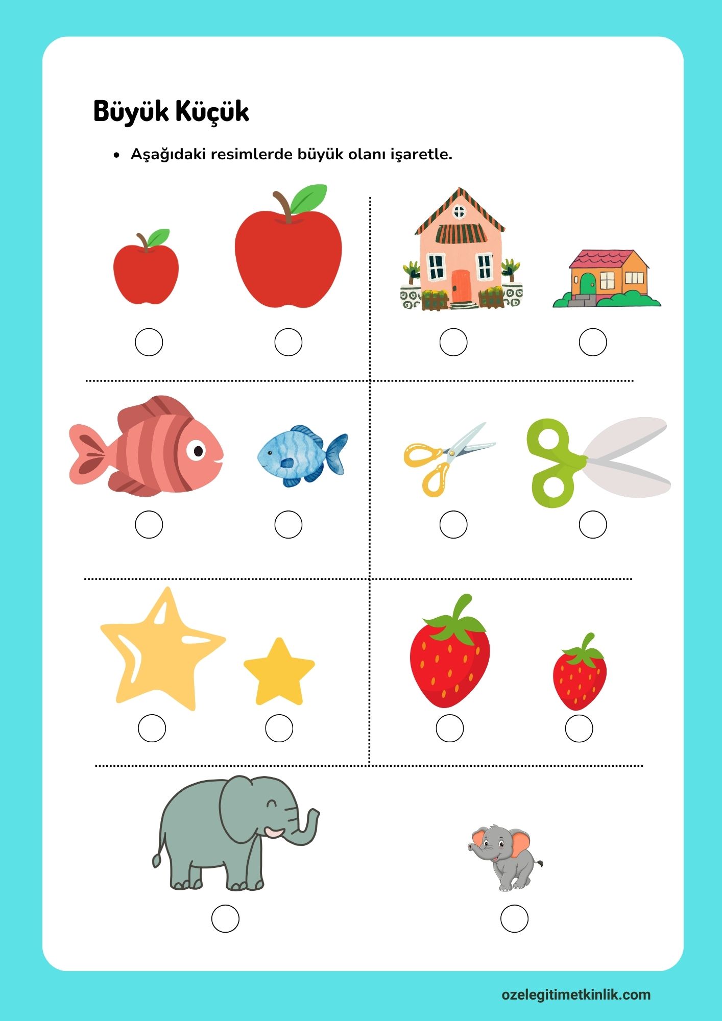 Büyük Küçük Kavramı Etkinliği Özel Eğitim