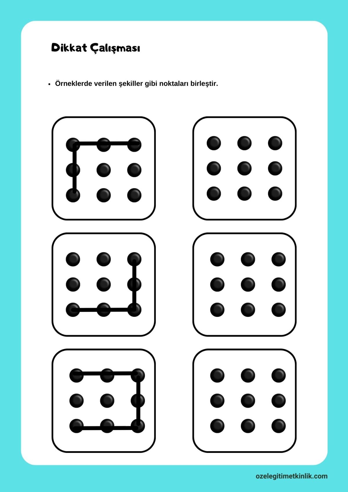 Dikkat Çalışması Çalışma Sayfaları (Ücretsiz PDF)
