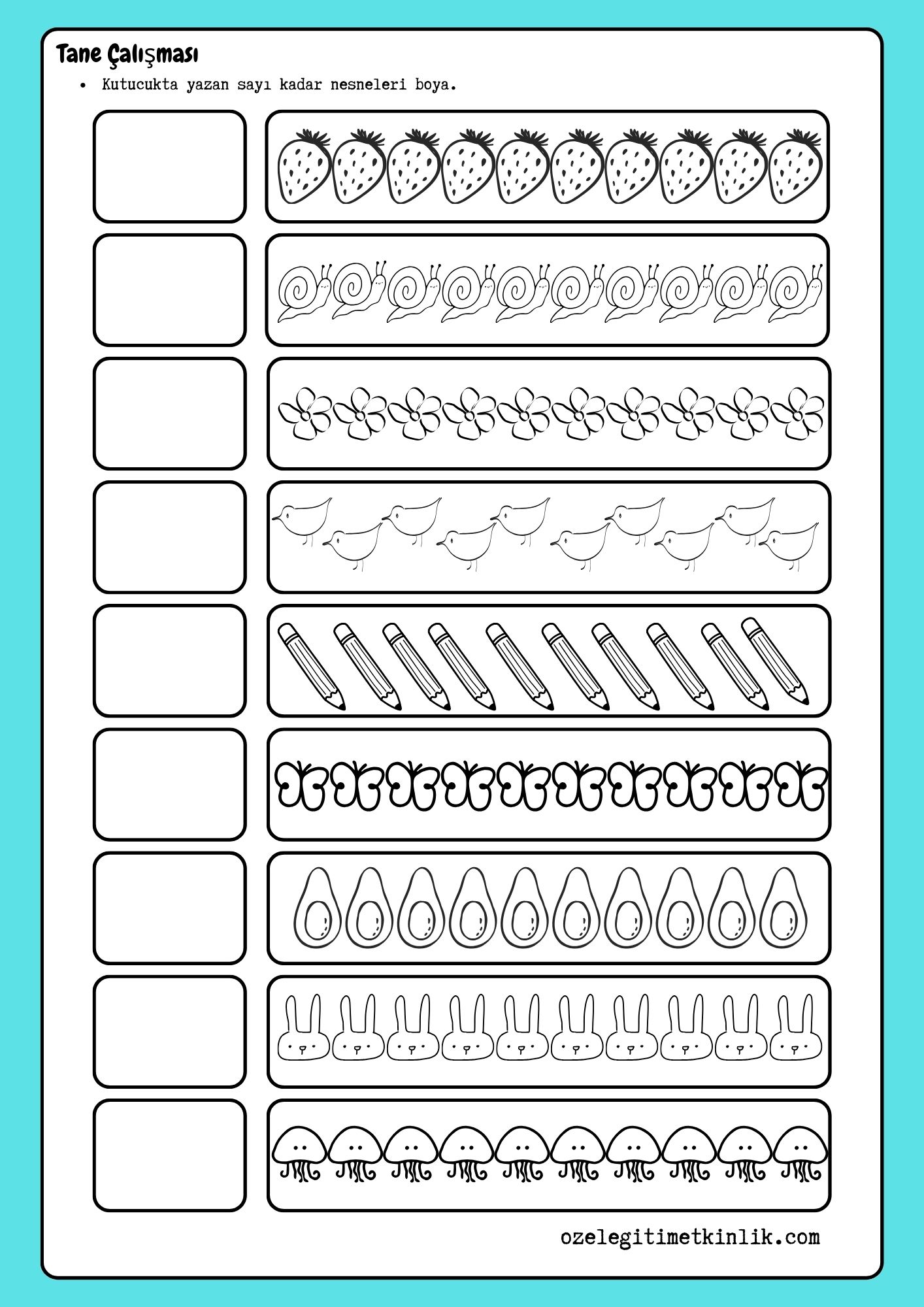 Nesne Sayma Etkinlikleri ve Çalışma Kağıtları | Özel Eğitim Etkinlik