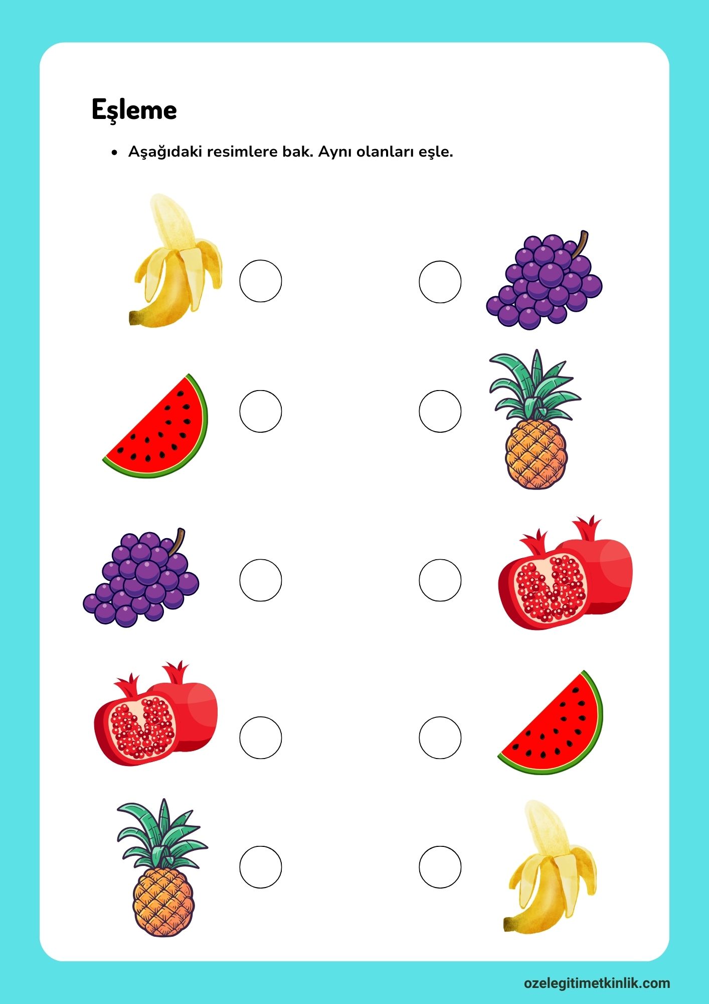 Okul Öncesi Dikkat Eşleme Çalışmaları