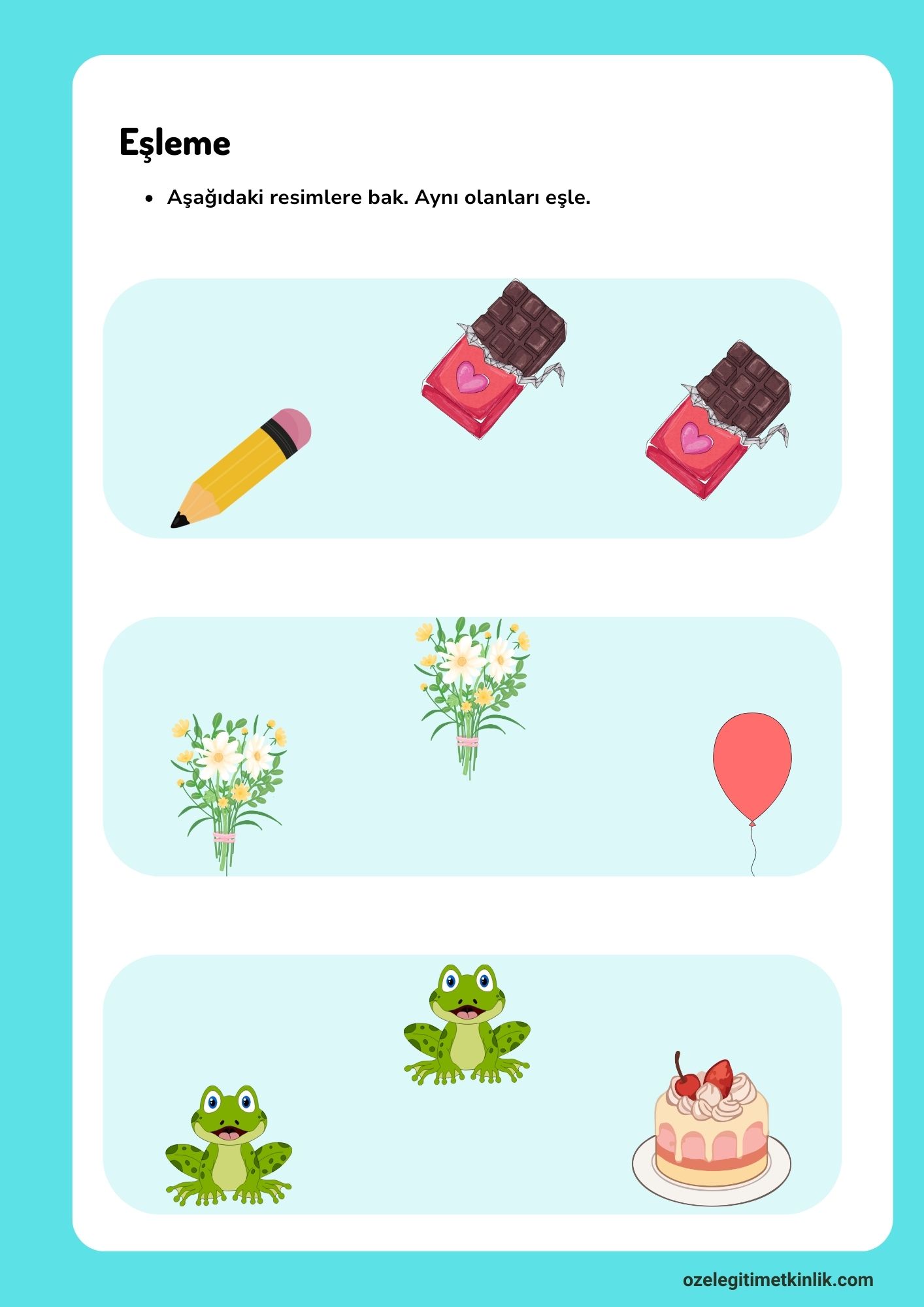 Okul Öncesi Eşleme Etkinlikleri ve Çalışma Sayfaları