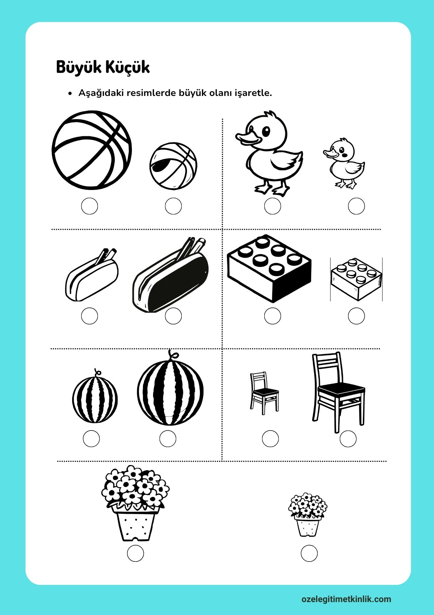 Okul Öncesi Kavramlar Büyük Küçük Kavramı Çalışma Kağıdı