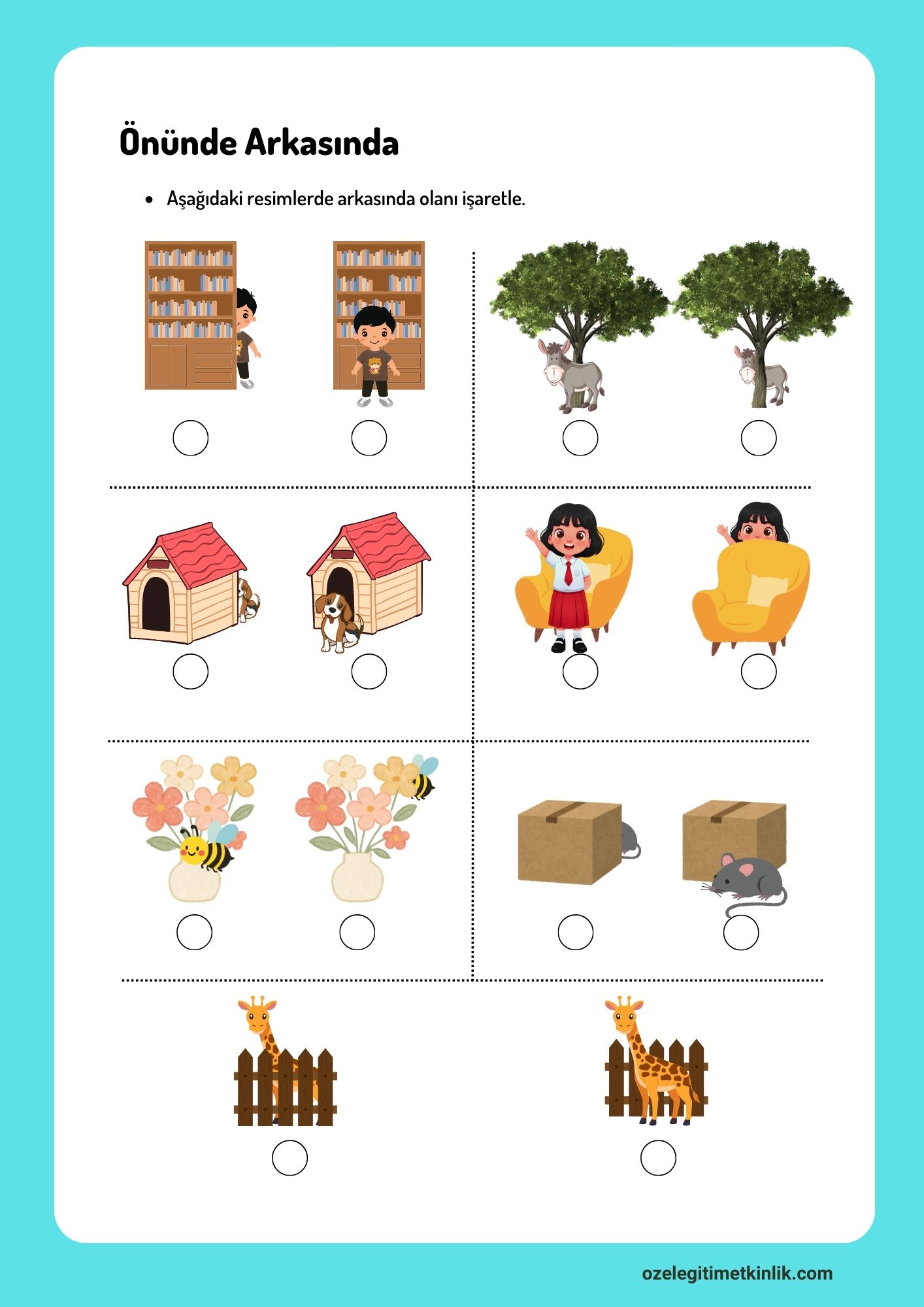 Önünde Arkasında Kavramı Özel Eğitim Etkinlik