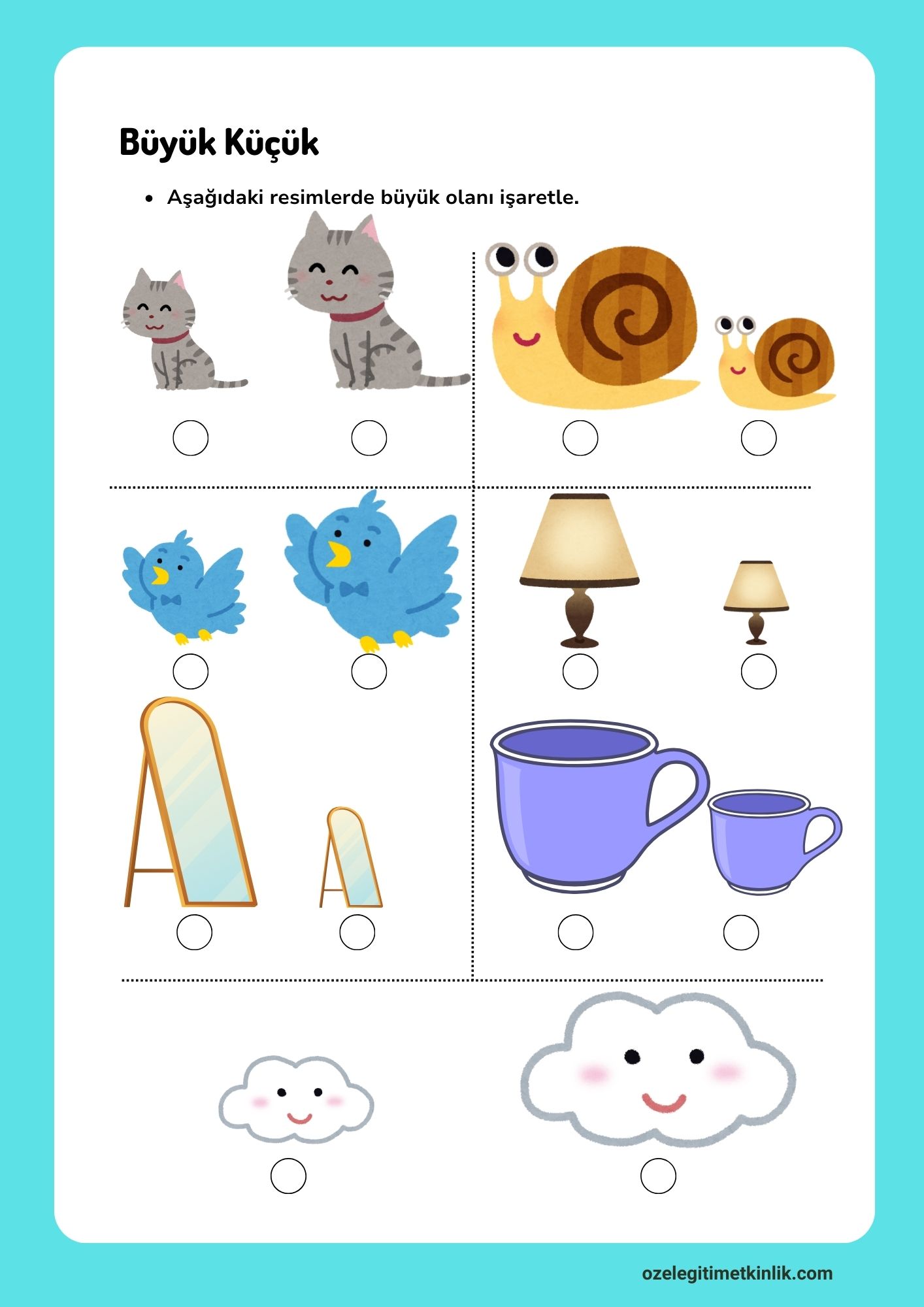 Özel Eğitim Kavram Öğretimi Büyük Küçük Kavramı Yazdır/İndir