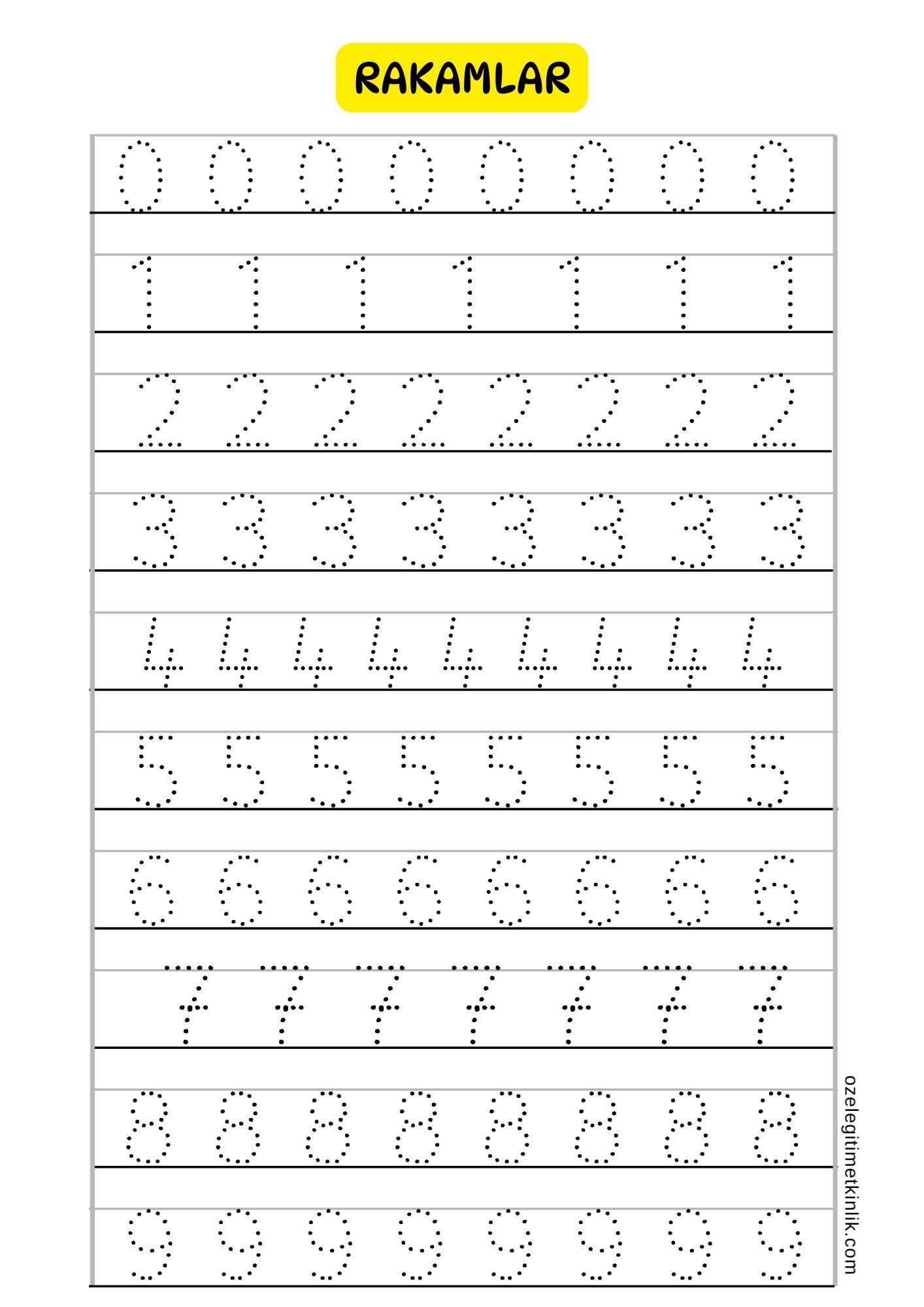 Rakamlar Çalışma Kağıdı