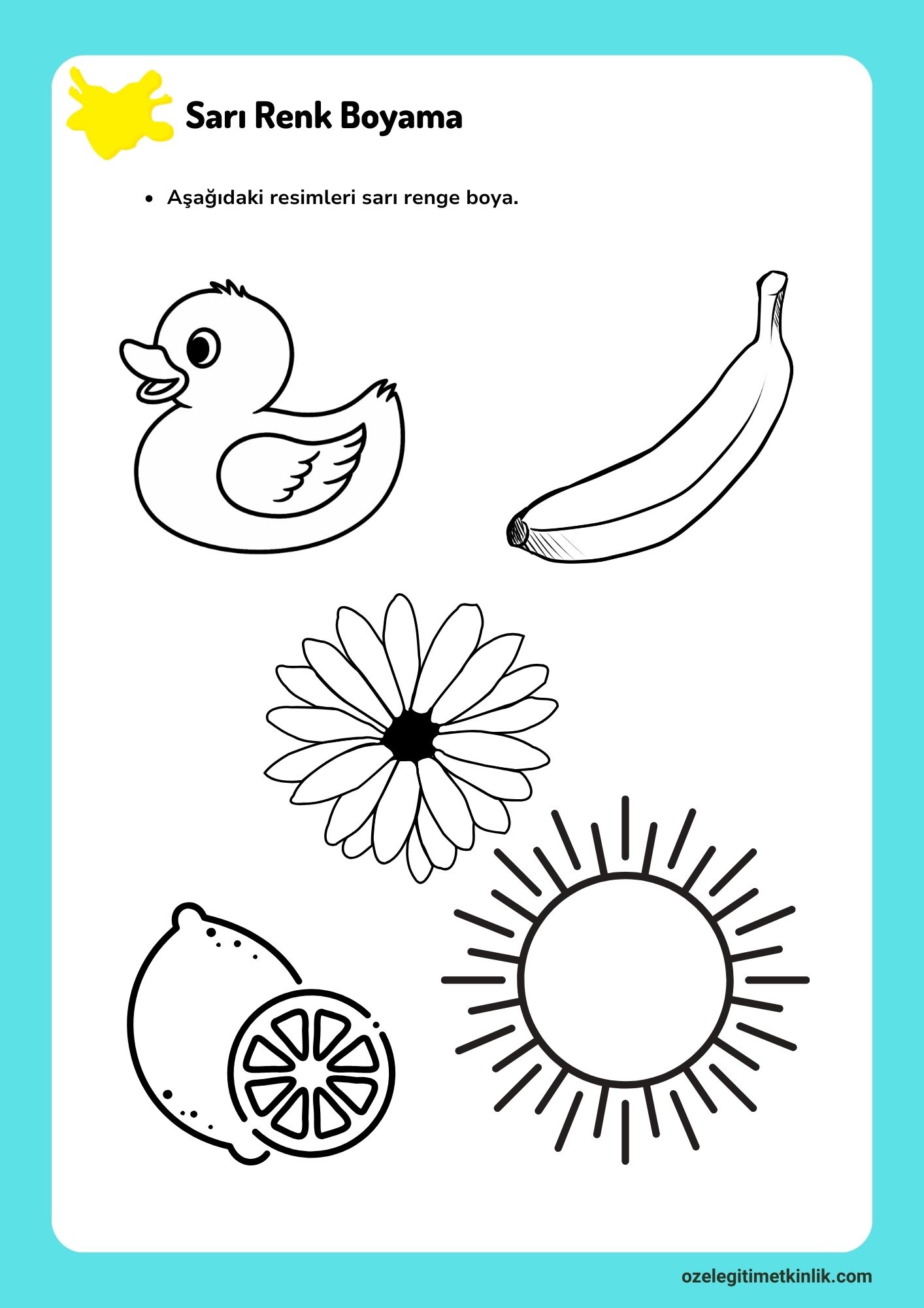 Sarı Rengi / Renk Öğretimi Etkinlikleri (Okul Öncesi ve Özel Eğitim PDF)