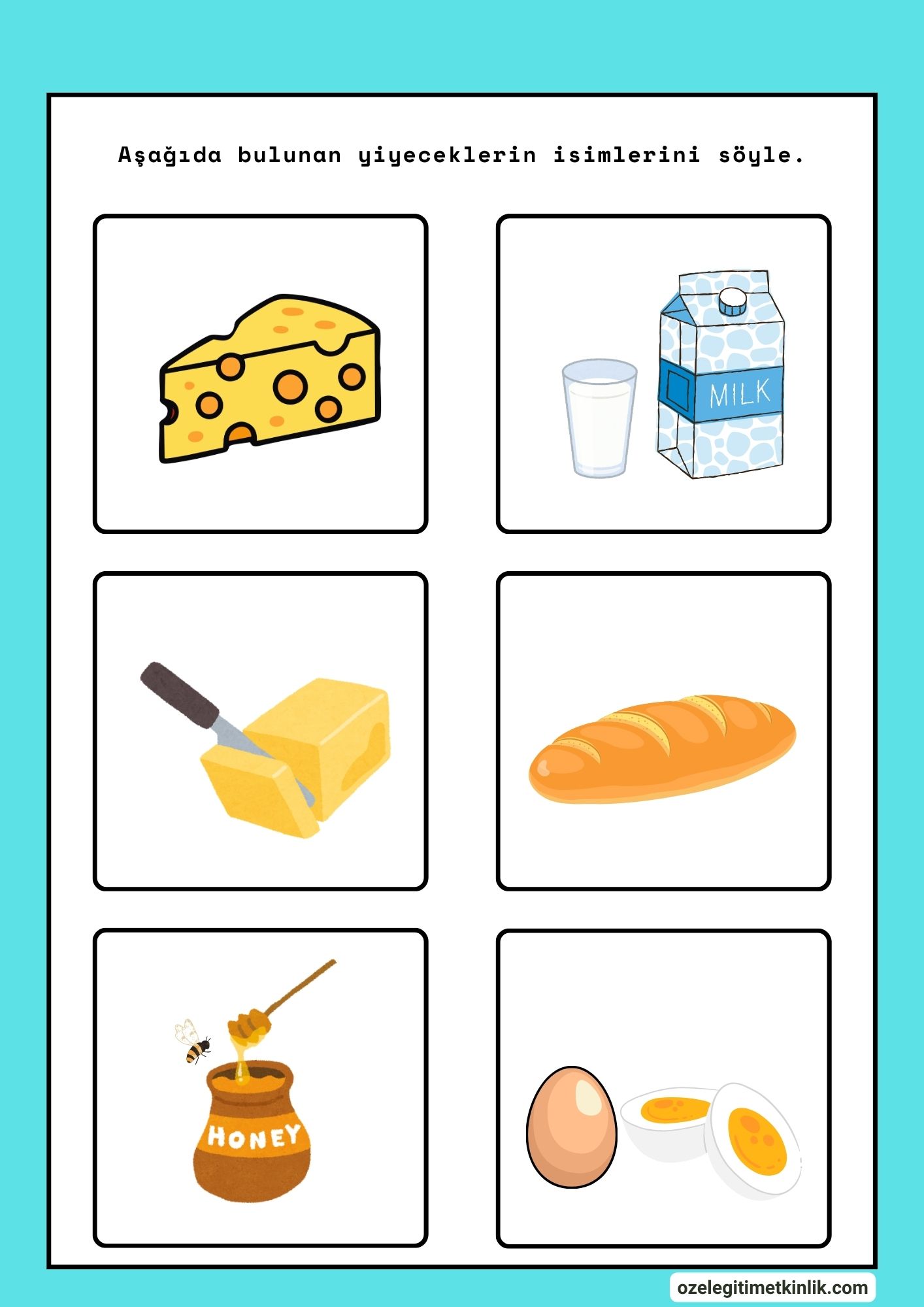 Nesne Kartları Yiyecekler Dil Gelişimi Destekleyici Çalışmalar