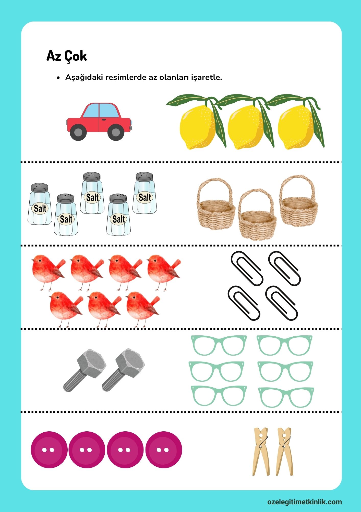 Az Çok Kavramı Çalışma Sayfası Ücretsiz