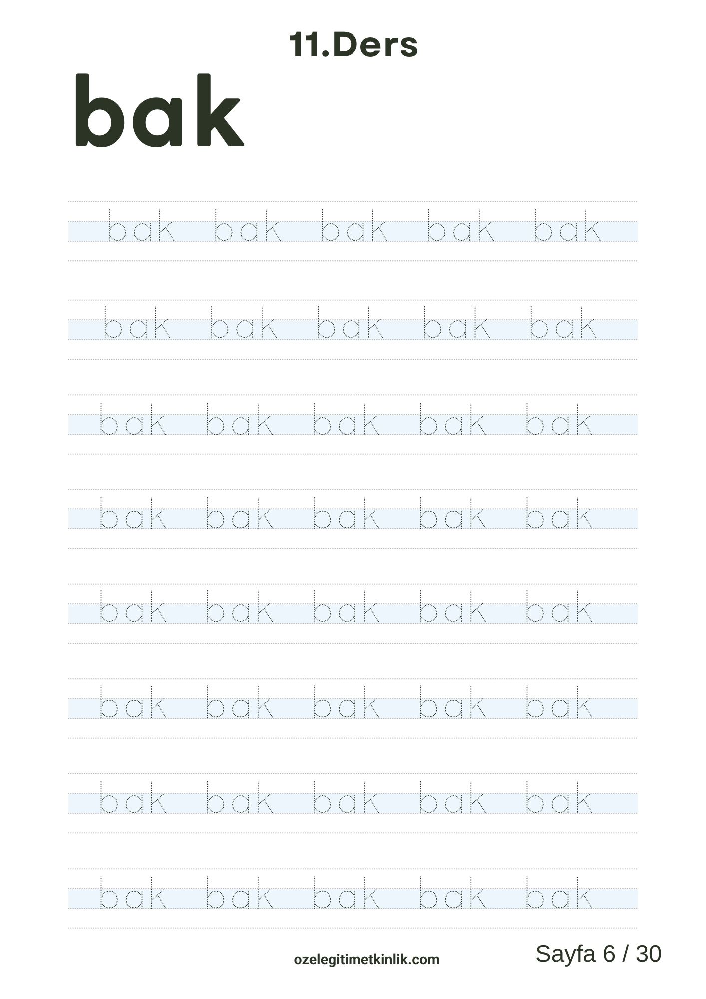 bak Hecesi Basara Yöntemi Çalışma Sayfaları