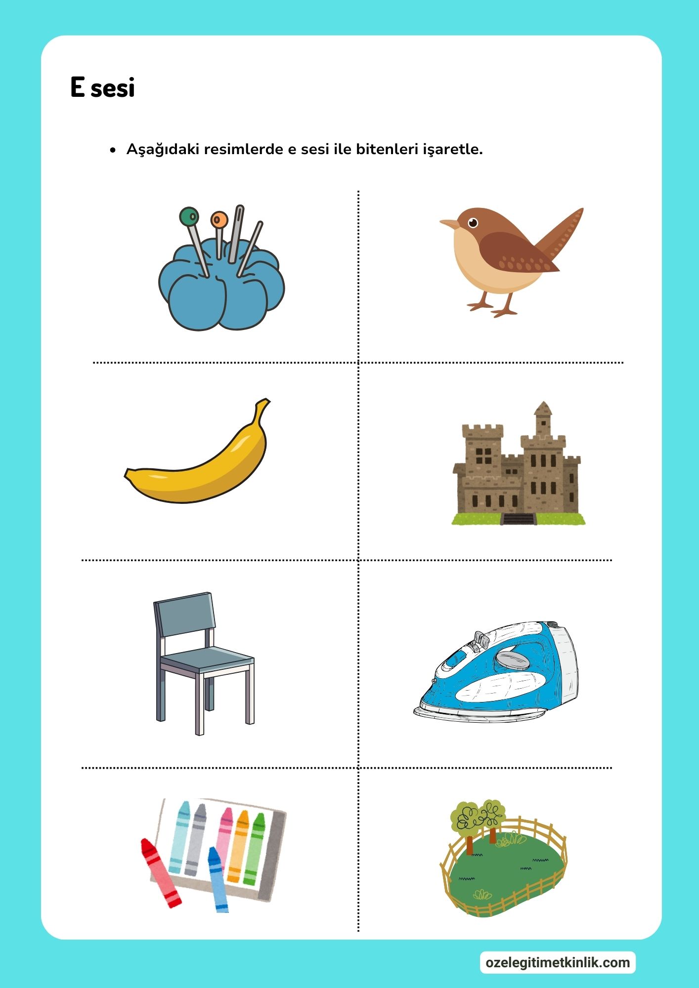 E Harfi Etkinlikleri Ses Hissettirme