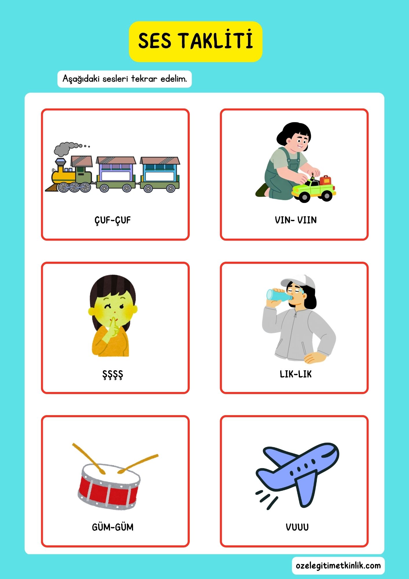 Özel Eğitim Aile Etkinlikleri Dil Gelişimi Ses Taklit Çalışması