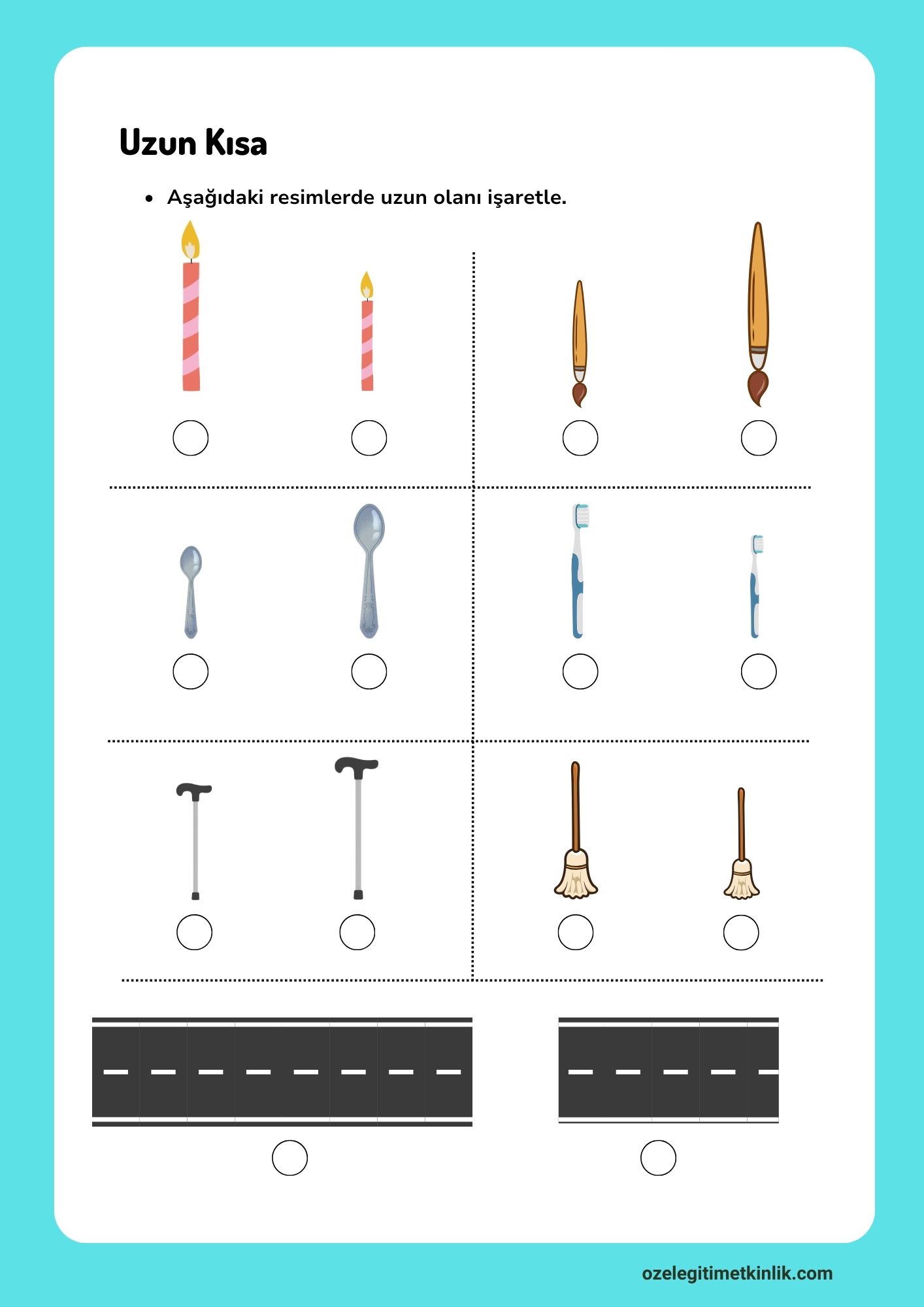 Uzun Kısa Kavramı / Kavramlar Etkinlik indir yazdır
