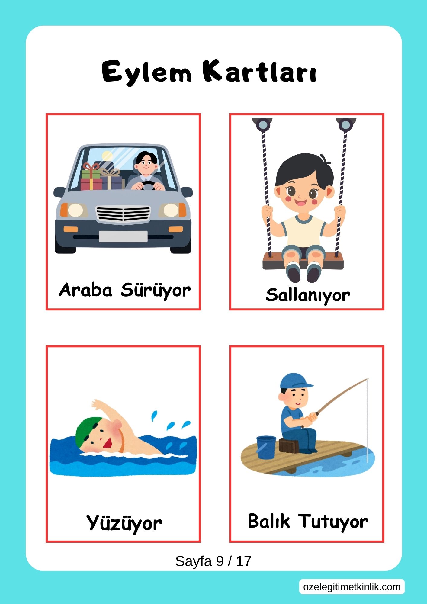 Çocuklar İçin Eylem Kartları – Fiil Öğretimi ve Dil Gelişimi