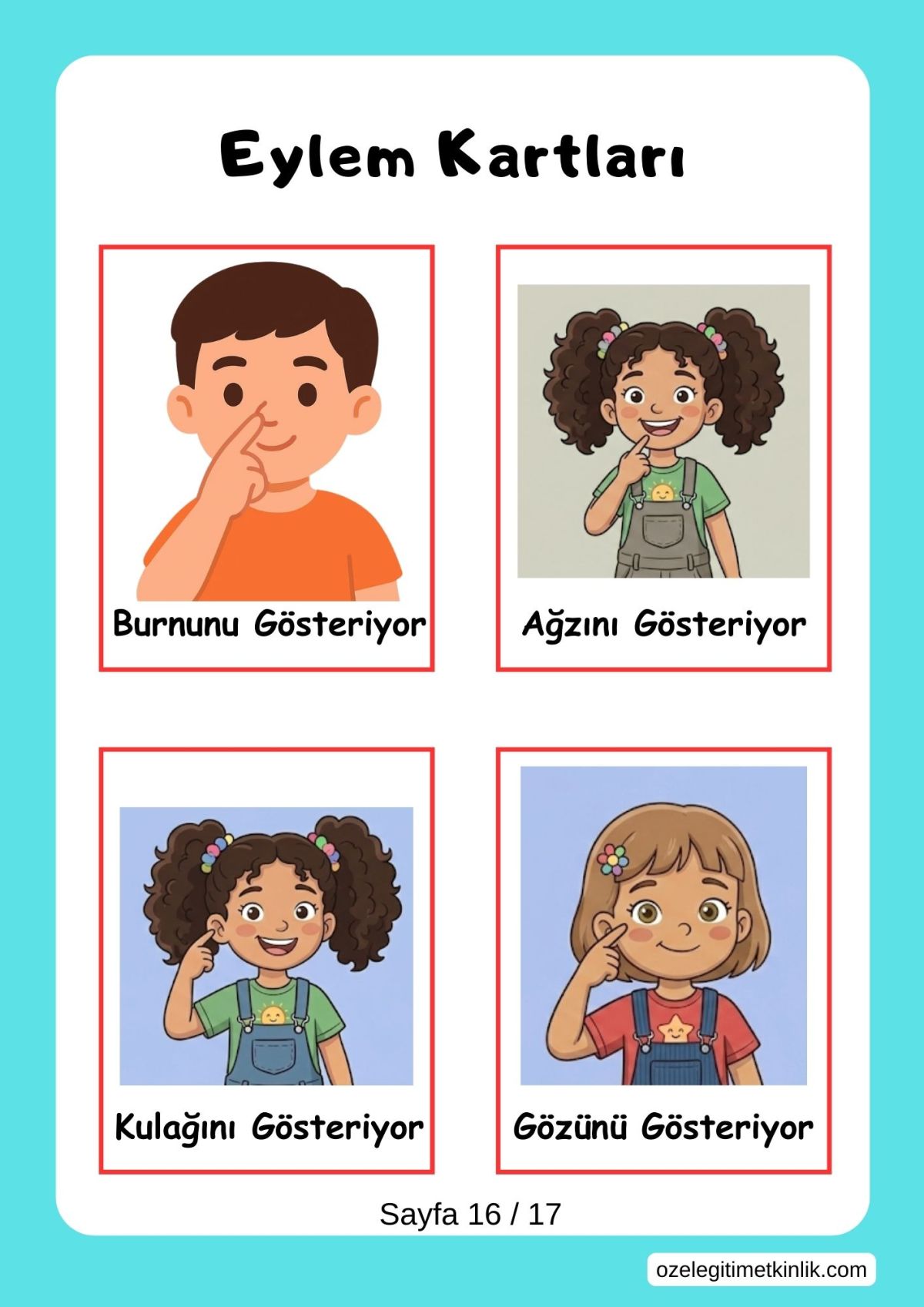 Eylem Kartları Özel Eğitim Etkinlik