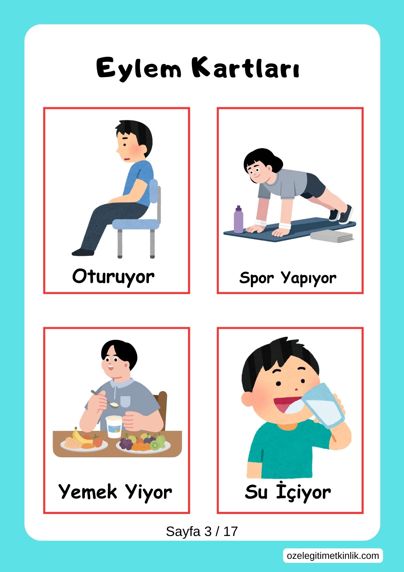 Fiil Öğretimi ve Konuşma Çalışmaları İçin Eylem Kartları