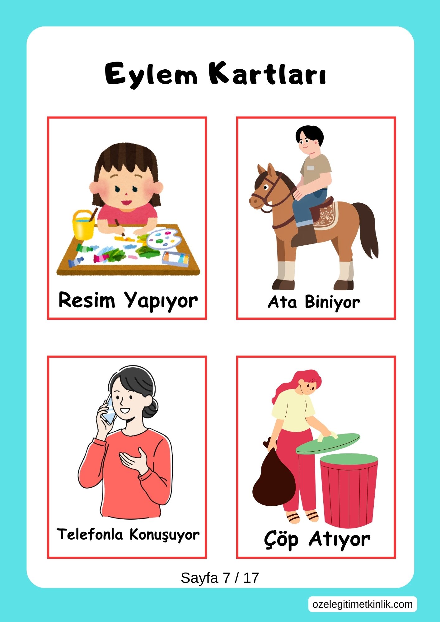 Konuşma Becerisini Geliştiren Eylem Kartları (Özel Eğitim Etkinlik)