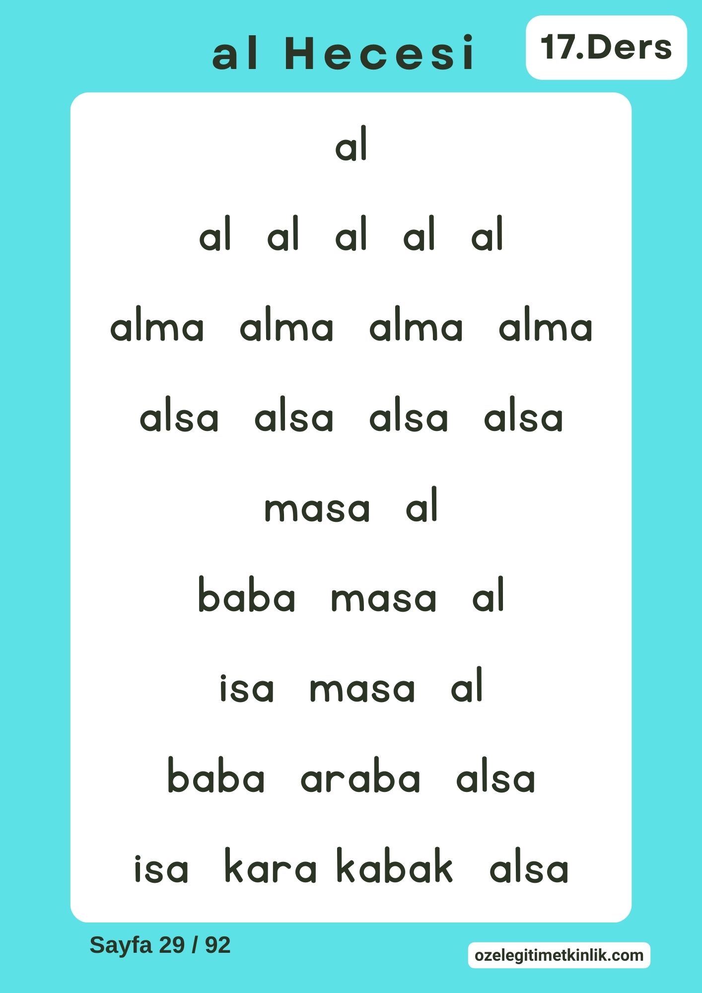 al Hecesi Okuma Sayfası Basara Yöntemi