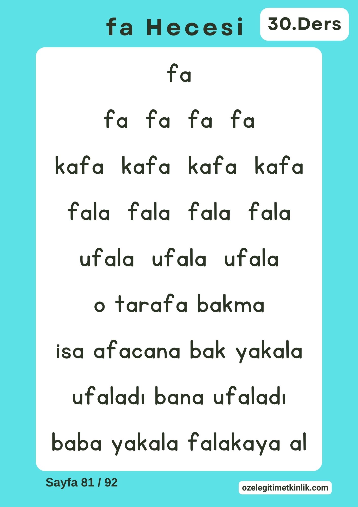 fa Hecesi Okuma Sayfası Basara Yöntemi Ücretsiz/pdf