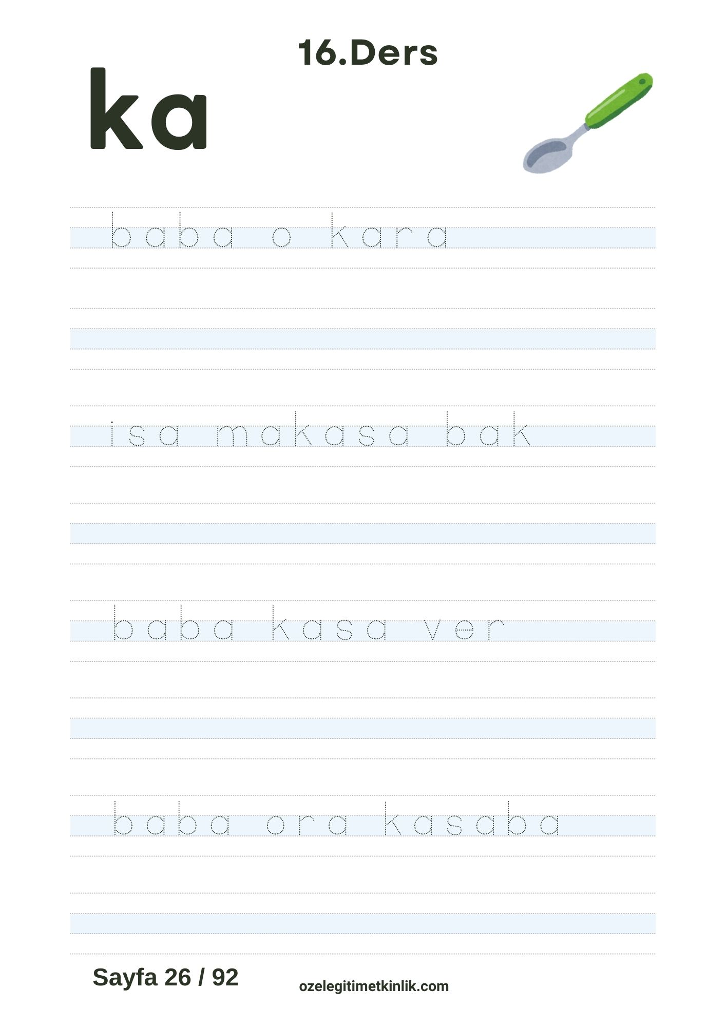 ka Hecesi Cümle Yazma Sayfası Basara Yöntemi