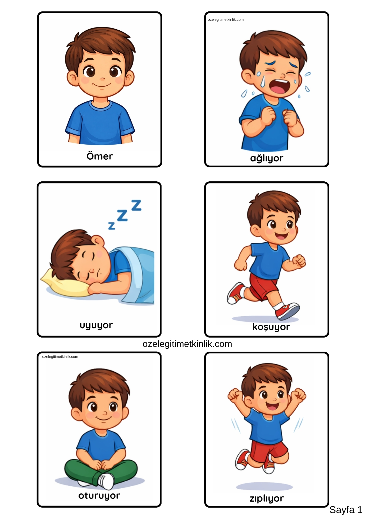 Cümle Kartları (2 kelimeli) Konuşma Kartları