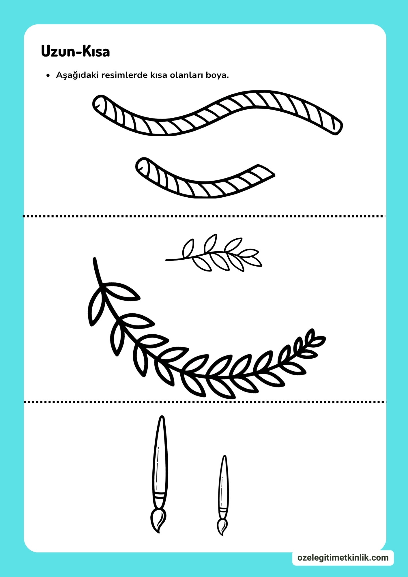 Özel Eğitim İçin Uzun Kısa Kavramı Etkinlikleri