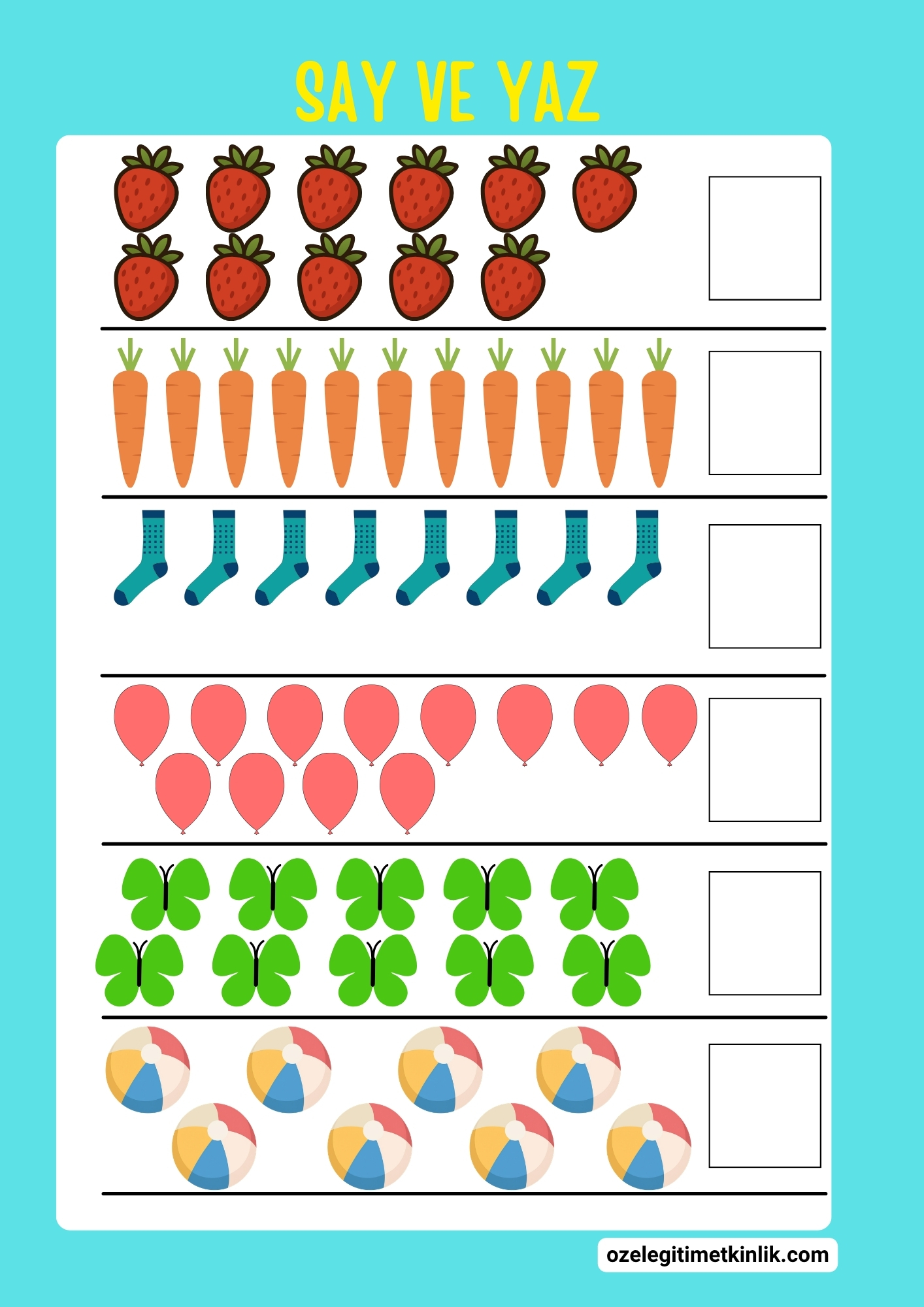 Nesne Sayma Etkinlikleri Özel Eğitim Etkinlik