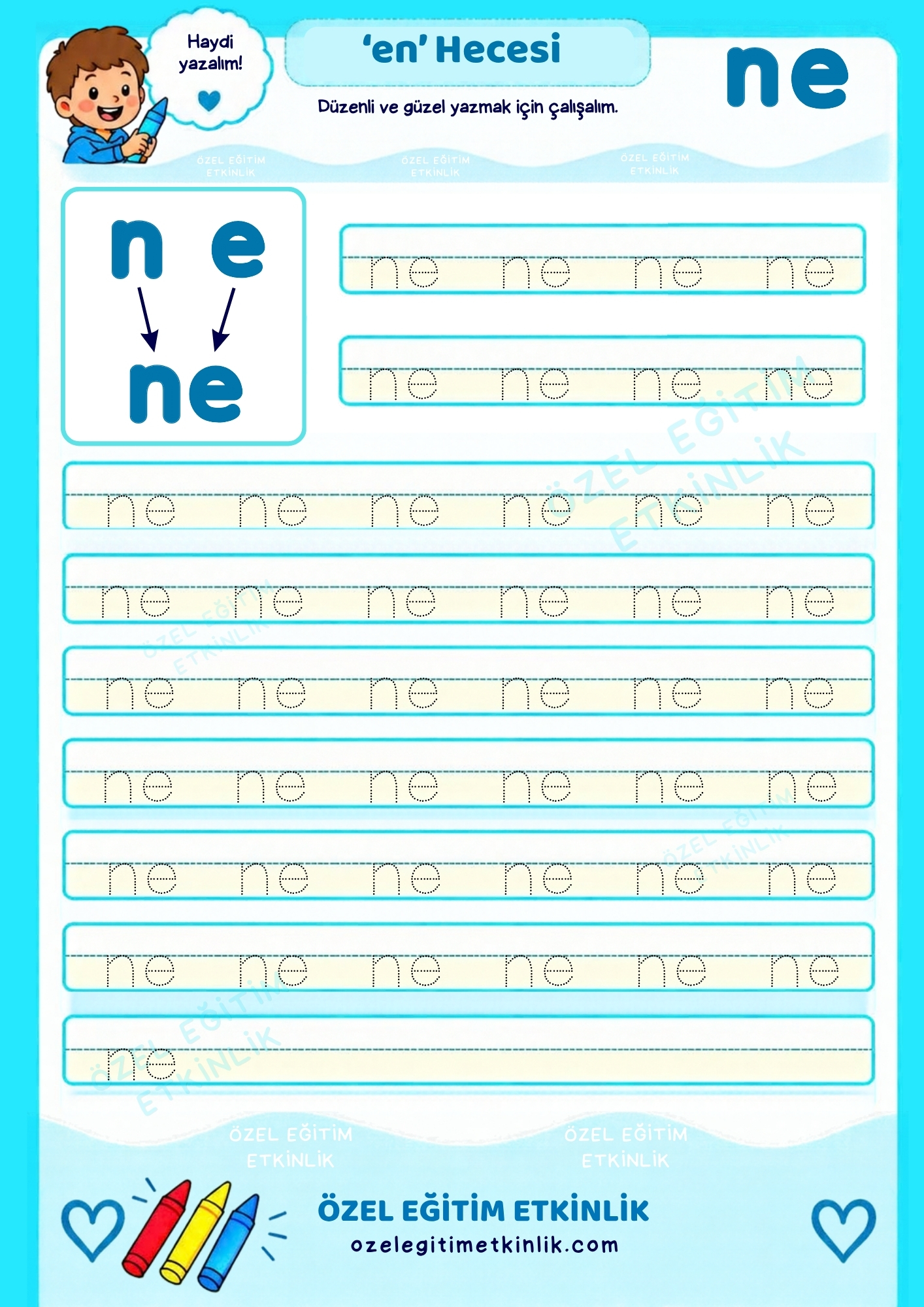 ne Hecesi anetil Çalışma Kağıdı 1.Sınıf